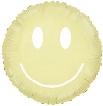 Smiley Face, Pastel Yellow • Jumbo 30in. Mylar Helium Balloon