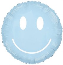 Smiley Face, Pastel Blue • Jumbo 30in. Mylar Helium Balloon