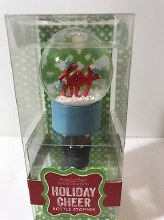 Wine Bottle Snowglobe Topper ~ BLUE JOY