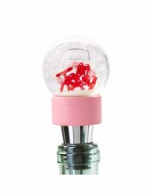 Wine Bottle Snowglobe Topper ~ PINK JOLLY