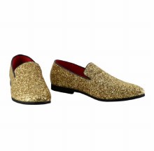 Gold Glitter Loafers Men's 10