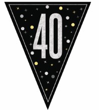 40th Glitz Pennant Banner 9ft