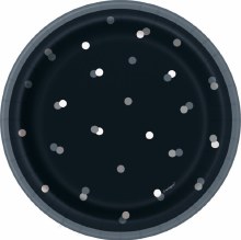 Glitz Blk/Silv 7in Plates 8ct