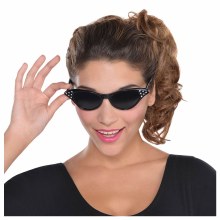 Sunglasses 50's Rhinestone Blk