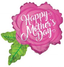 Pink Rose Shape, Happy Mother's Day • Jumbo 36" Mylar Helium Balloon