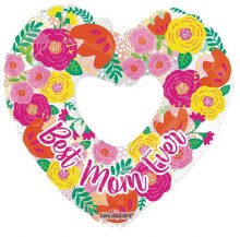 Best Mom Ever, Heart of Flowers Shape • Jumbo 36" Mylar Helium Balloon