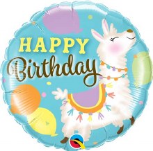 Farm • Llama, Happy Birthday • Standard Size 18in. Mylar Helium Balloon