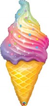 Summer, Ice Cream Rainbow Swirl Shape • Jumbo 45in. Mylar Helium Balloon