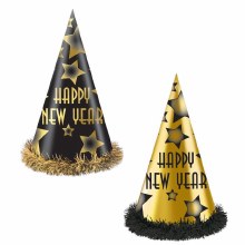 Happy  New Year Party Hat Black/Gold