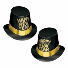 New Years Black Hi-Hat w/Gold Glitter