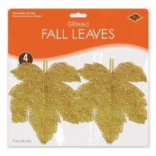 Glittered Fall Leaves 4ct