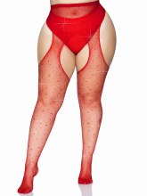 Fishnet Rhinestone Queen Red