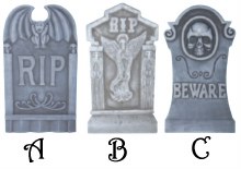 21in. RIP/Beware Styrofoam Tombstone ~ ONLY ONE / SPECIFY CHOICE AT CHECKOUT / Stand Included