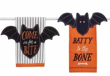 Halloween Tea Towel Bats Asst.