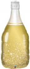 Champagne Bottle, Gold Sparkle • Jumbo 39in. Mylar Helium Balloon