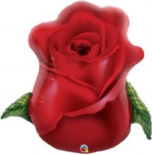 Flower, Rose Red • Jumbo 33in. Mylar Helium Balloon