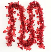 Garland Hearts Tinsel Red 9ft