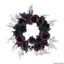 Wreath Flowered w/ Skulls LtUp