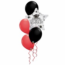 Balloon Bouquet ~ Congrats Grad School Spirit Red/Black/White