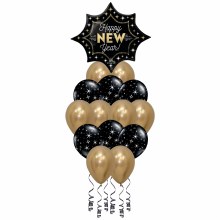 Balloon Bouquet, Starburst Black & Gold Elegance