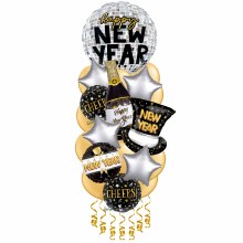 Balloon Bouquet, Deluxe Disco Silver & Gold Extravagence