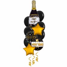 Balloon Bouquet, Deluxe Black & Gold Centerpiece V3