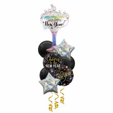 Balloon Bouuet, Iridescent & Black Spheroid Centerpiece