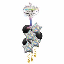 Balloon Bouquet, Deluxe Iridescent Champagne & Stars Centerpiece