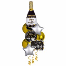 Balloon Bouquet, Silver & Gold Spheroid Centerpiece V2