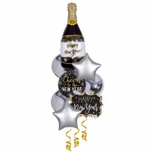 Balloon Bouquet, Silver & & Black Spheroid Centerpiece