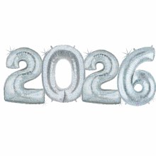 2026 40in. Jumbo Helium Number Bundle • Silver Holographic