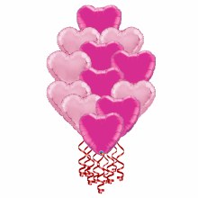 Balloon Bouquet • Lots of Hearts, Assorted Pink Dozen