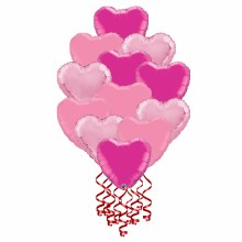 Balloon Bouquet • Lots of Hearts, Assorted Pink Dozen v2