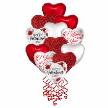 Balloon Bouquet • Lots of Hearts, Classic Valentine Assorted Dozen