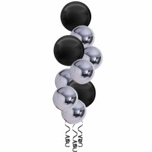 Balloon Bouquet, Spheroid Tower • Black & Silver