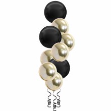 Balloon Bouquet, Spheroid Tower • Black & White Gold