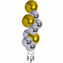 Balloon Bouquet, Spheroid Tower • Gold & Silver