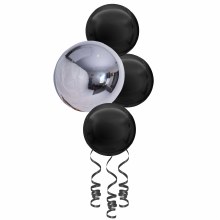 Balloon Bouquet, Spheroid Centerpiece • Black & Silver