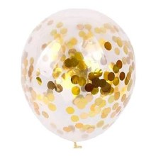 11in. Confetti Foil Gold Latex Helium Balloon (ONLY FLOATS ONE DAY)