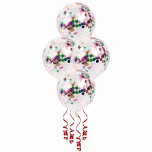 11" Confetti Foil Multi Latex Helium Balloon Bundle of 6 (ONLY FLOATS ONE DAY)