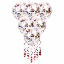 Multi Color Foil Confetti Stars • 11in. Confetti Latex Helium Balloon Bundle of 6