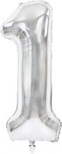 Jumbo 34in. Helium Number Mylar Balloon • Silver 1