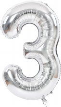 Jumbo 34in. Helium Number Mylar Balloon • Silver 3