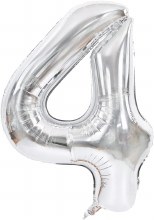 Jumbo 34in. Helium Number Mylar Balloon • Silver 4