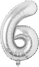 Jumbo 34in. Helium Number Mylar Balloon • Silver 6