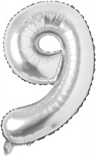 Jumbo 34in. Helium Number Mylar Balloon • Silver 9