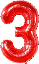 Jumbo 34in. Helium Number Mylar Balloon • Red 3