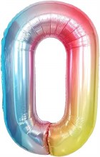 Jumbo 34in. Helium Number Mylar Balloon • Pastel Rainbow 0