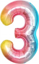 Jumbo 34in. Helium Number Mylar Balloon • Pastel Rainbow 3