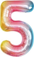 Jumbo 34in. Helium Number Mylar Balloon • Pastel Rainbow 5